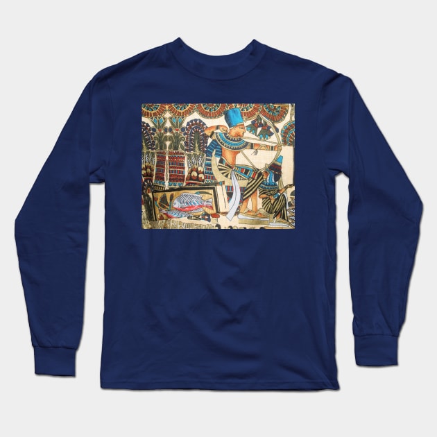 Kemetic Archer with Pisces Long Sleeve T-Shirt by BenjiRetroWave